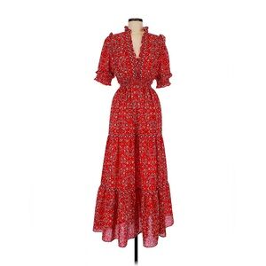 Max Studio Red and White Ruffled Tiered Sundress